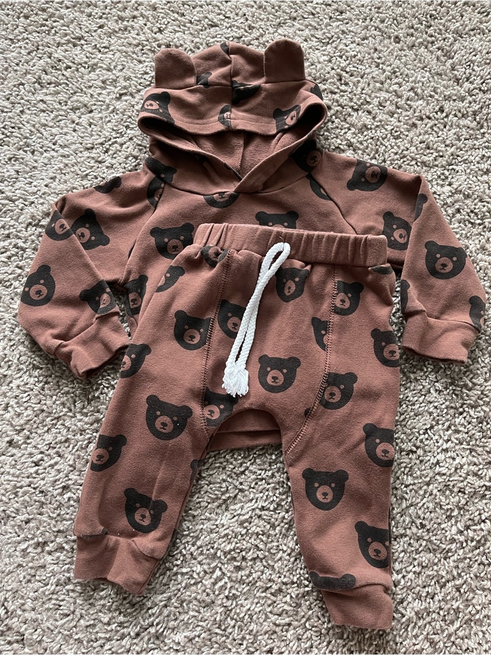 💥Mix &Match -5 for $25💥 Bear Print Hoodie & Jogger Set - Brown